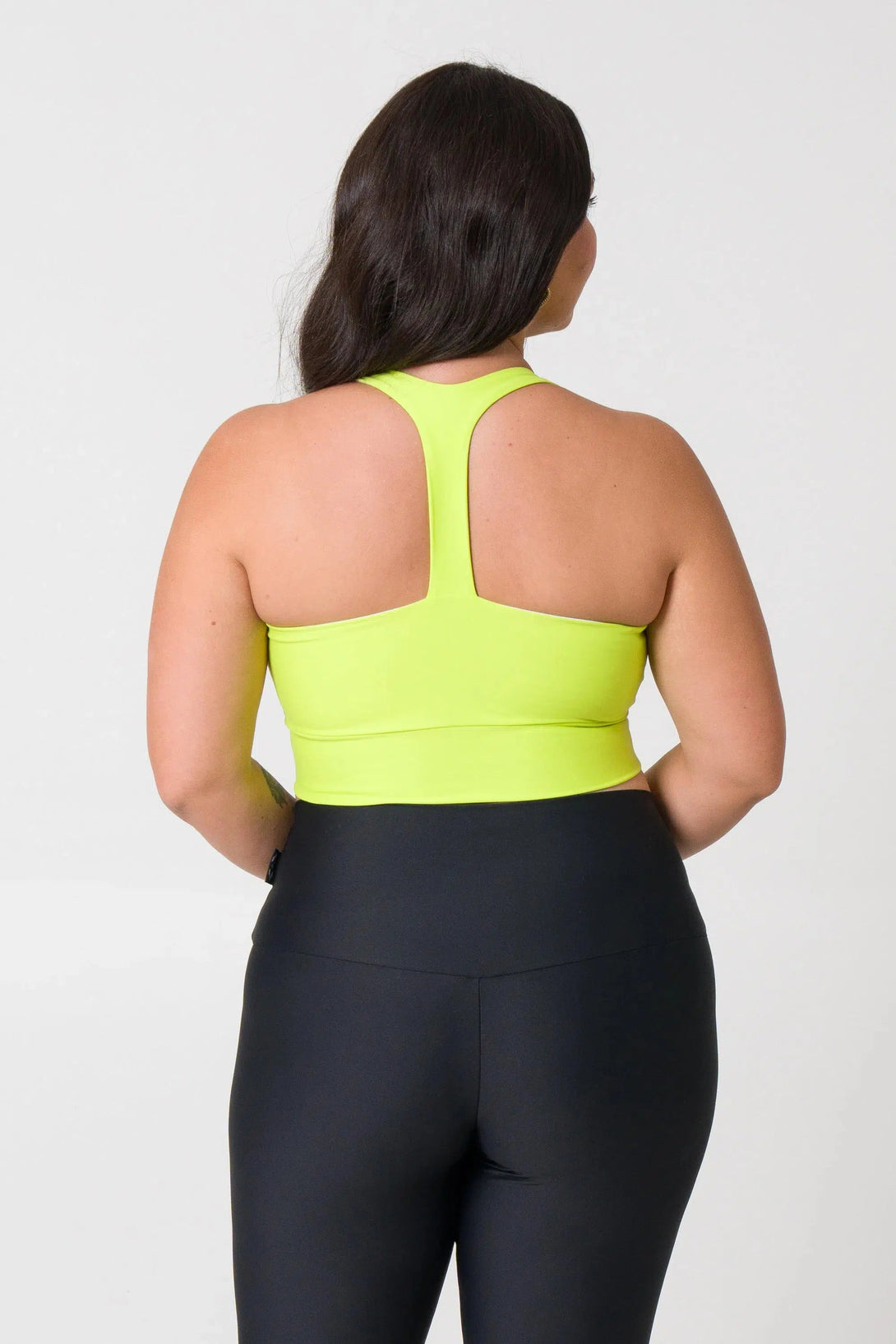 Performance T Back Comfort Crop Top - Neon Yellow-Activewear-Exoticathletica