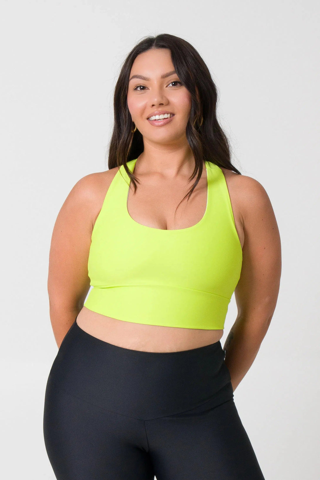 Performance T Back Comfort Crop Top - Neon Yellow-Activewear-Exoticathletica