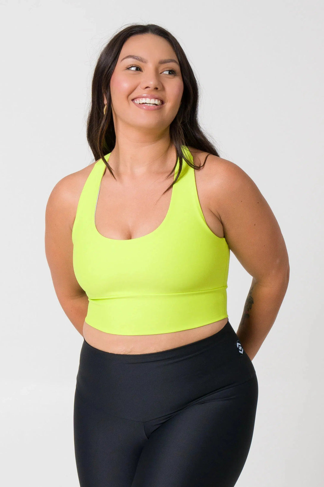 Performance T Back Comfort Crop Top - Neon Yellow-Activewear-Exoticathletica