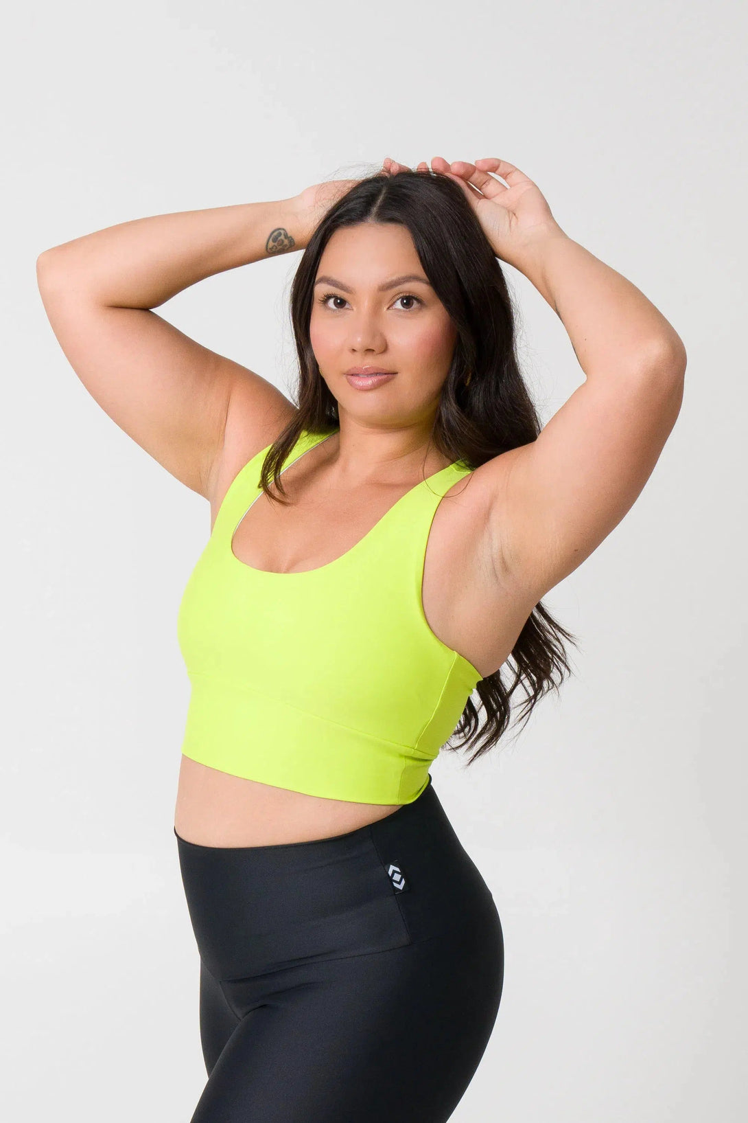 Performance T Back Comfort Crop Top - Neon Yellow-Activewear-Exoticathletica