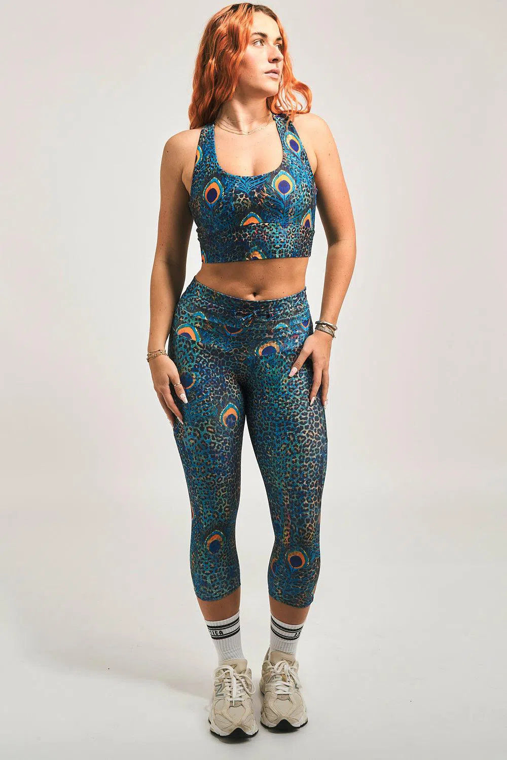 Performance T Back Comfort Crop Top - Rock Around The Peacock-Activewear-Exoticathletica