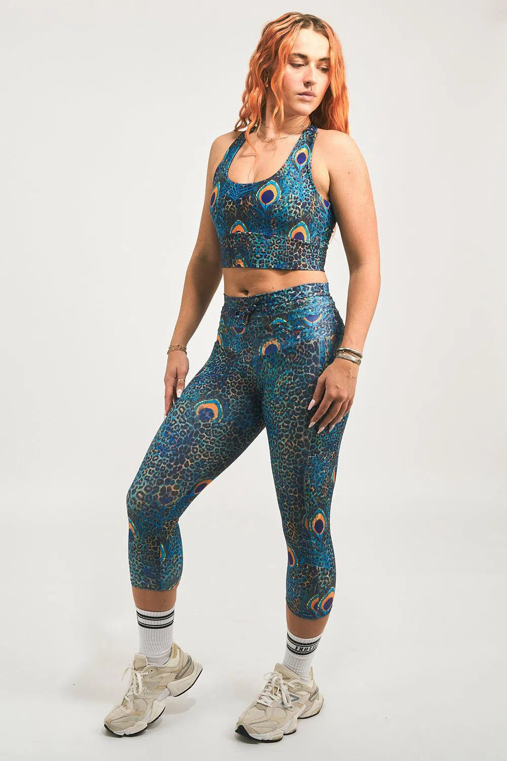 Performance T Back Comfort Crop Top - Rock Around The Peacock-Activewear-Exoticathletica