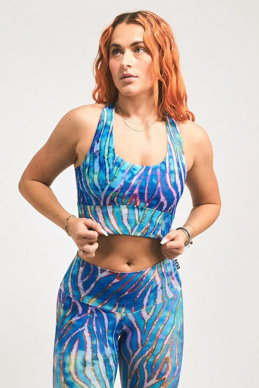 Performance T Back Comfort Crop Top - Water Horse-Activewear-Exoticathletica