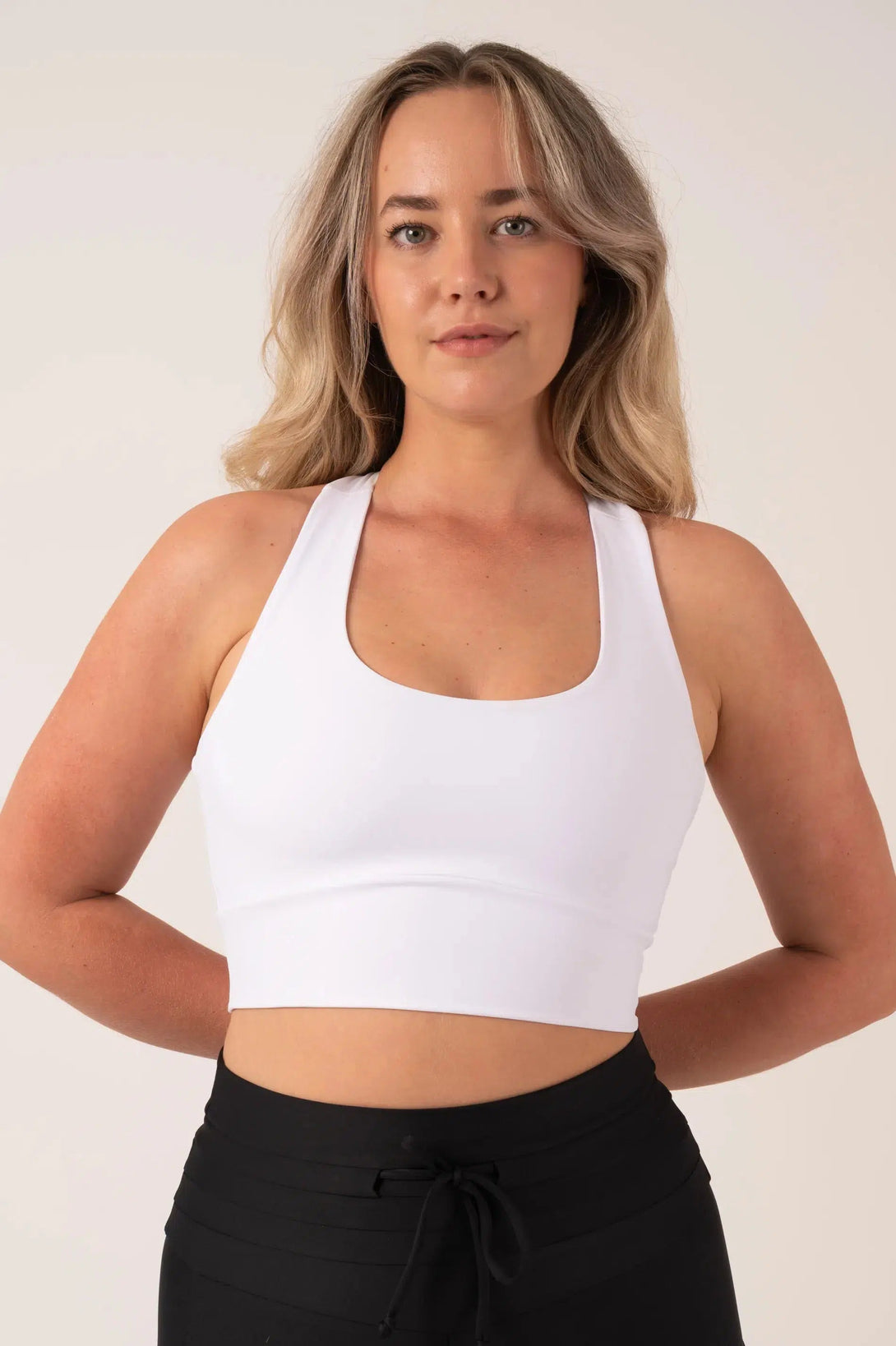 Performance T Back Comfort Crop Top - White-Activewear-Exoticathletica