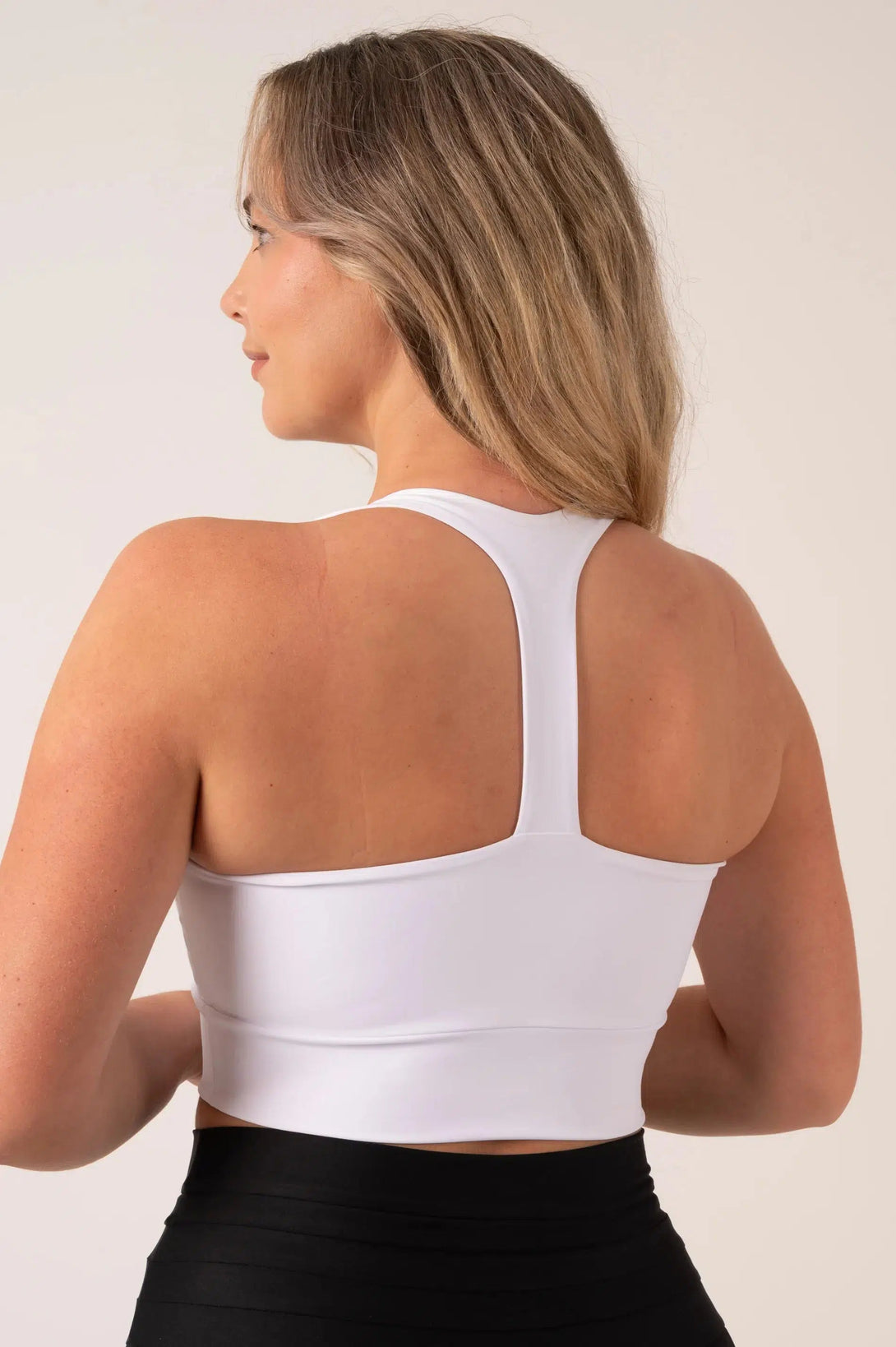 Performance T Back Comfort Crop Top - White-Activewear-Exoticathletica