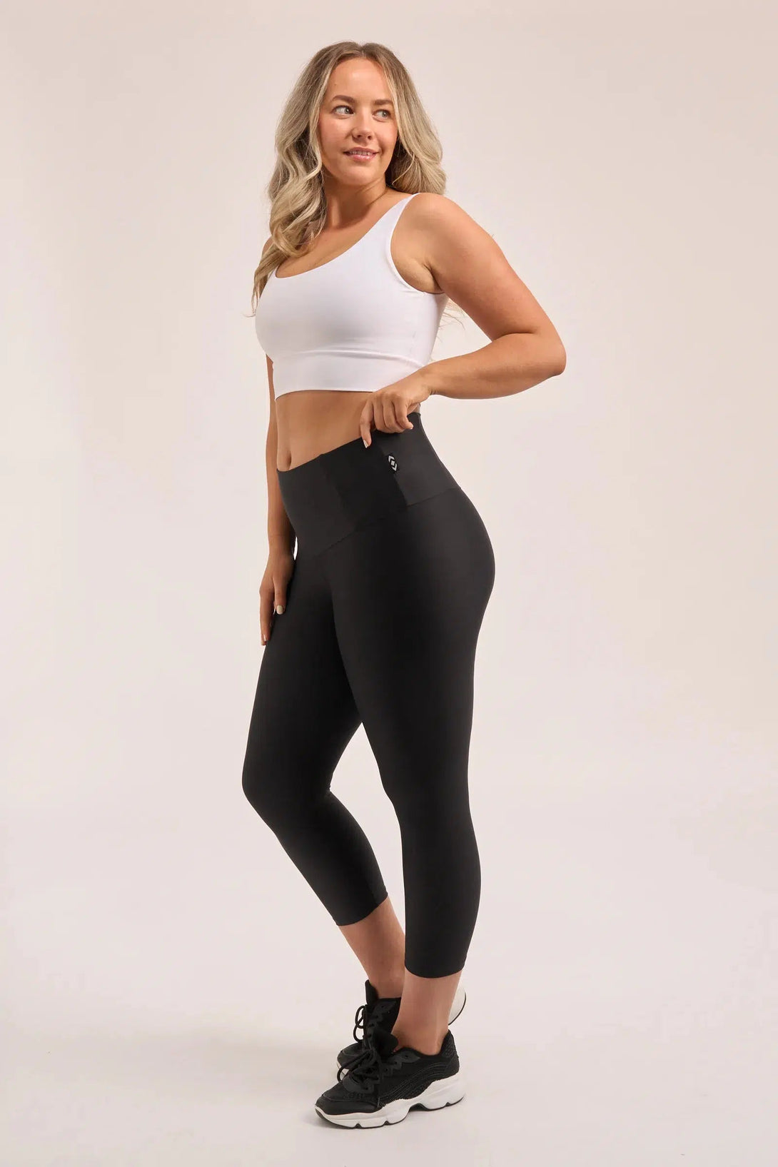 Performance Tummy Control High Waisted Capri Leggings - Black-Activewear-Exoticathletica