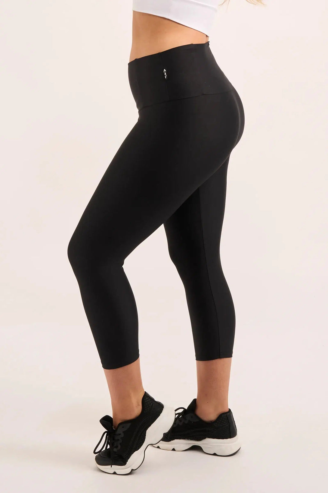 Performance Tummy Control High Waisted Capri Leggings - Black-Activewear-Exoticathletica