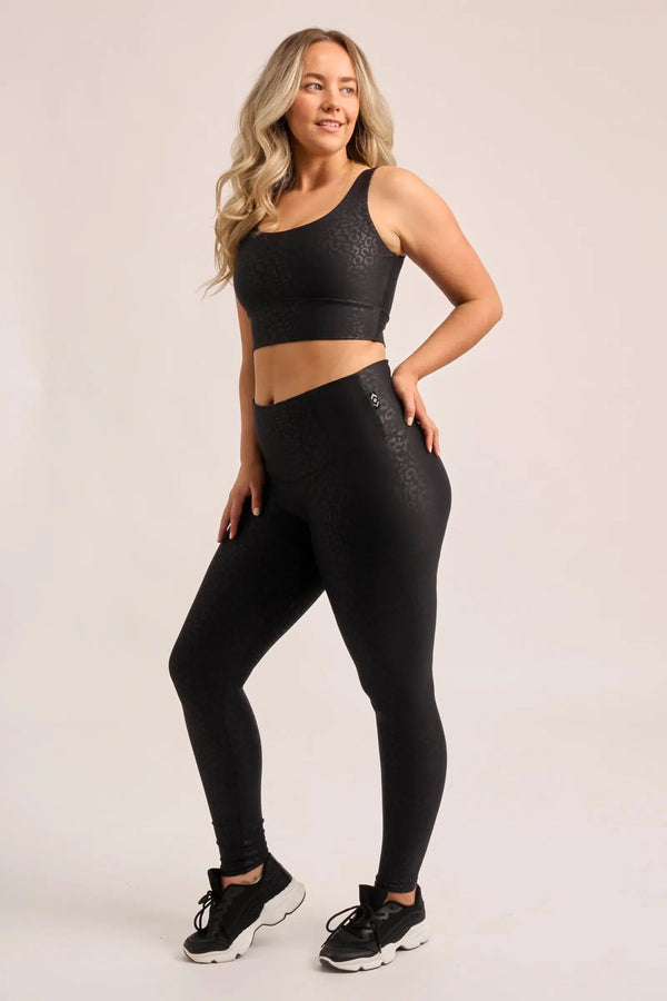 Performance Tummy Control High Waisted Leggings - Black Exotic Touch Jag-Activewear-Exoticathletica