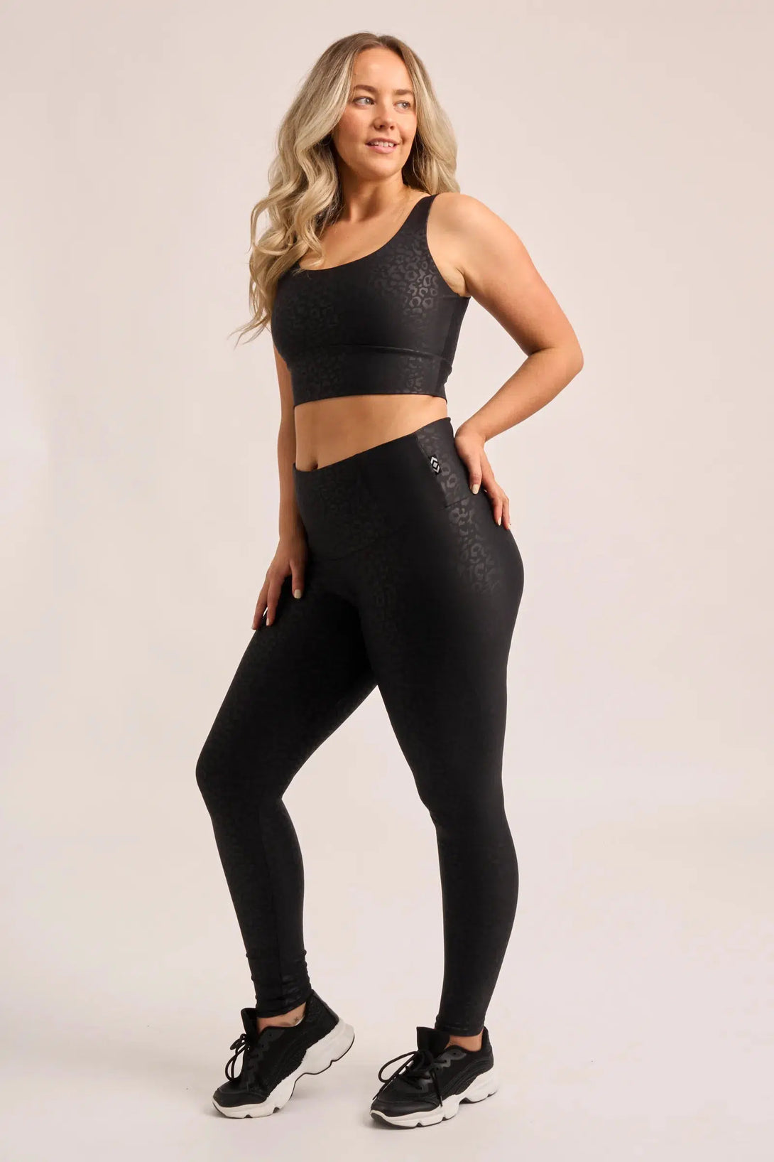 Performance Tummy Control High Waisted Leggings - Black Exotic Touch Jag-Activewear-Exoticathletica