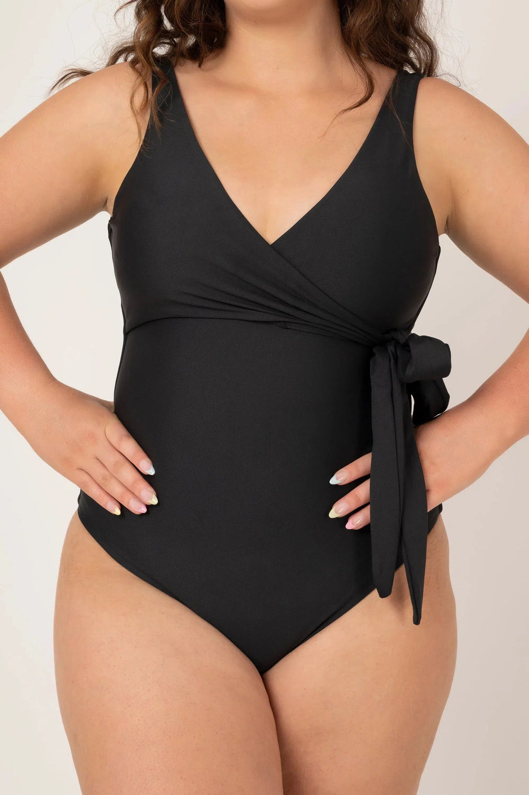 Performance Wrap One Piece W/ Extra Coverage Bottoms - Black-Activewear-Exoticathletica