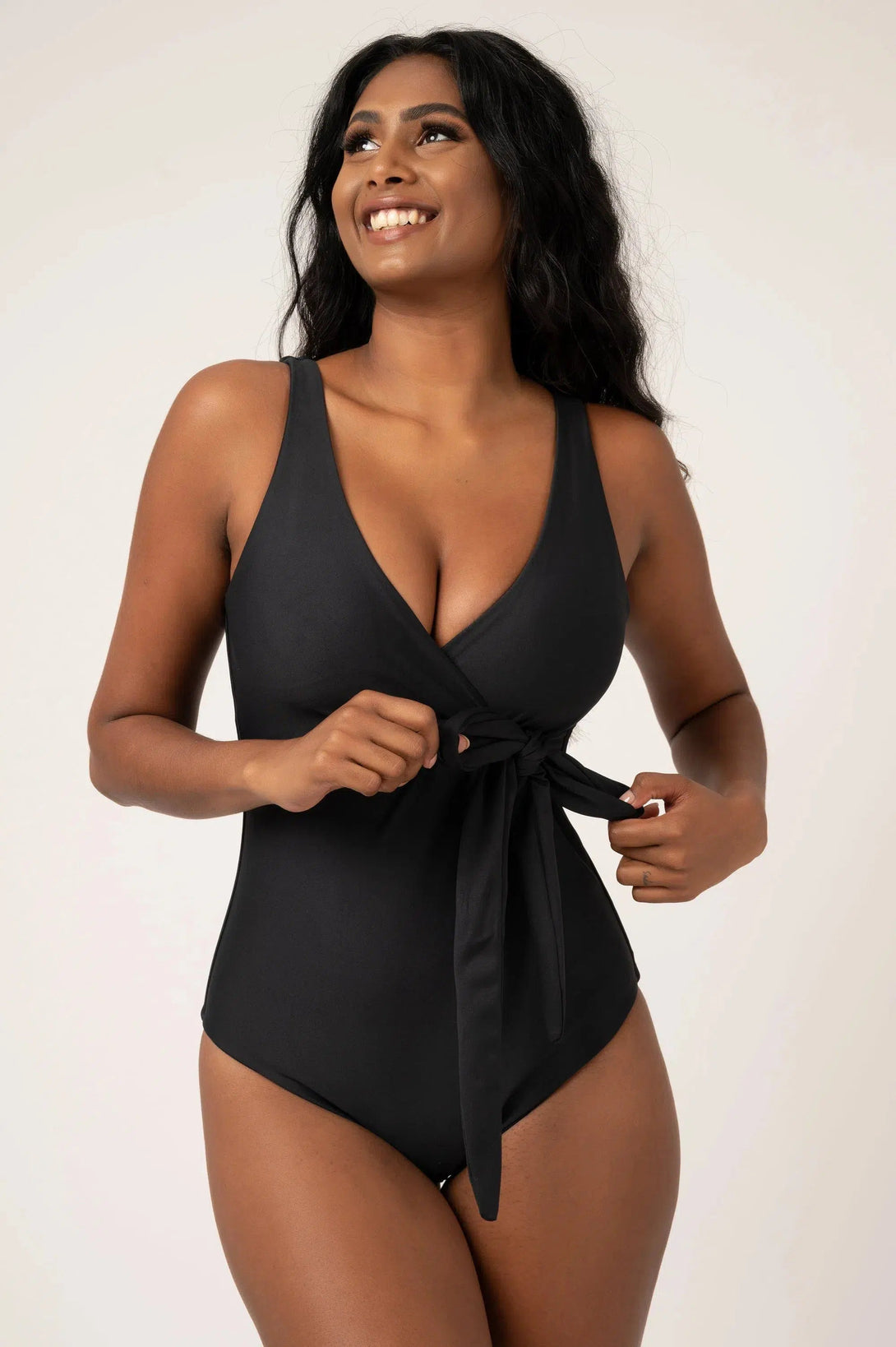 Performance Wrap One Piece W/ Extra Coverage Bottoms - Black-Activewear-Exoticathletica