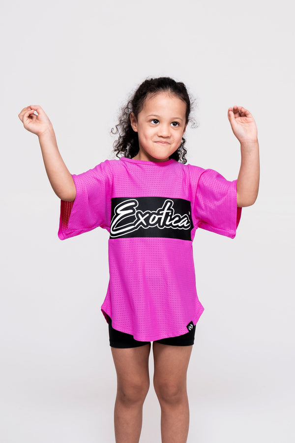 Pink Bball Mesh - Kids Exotica Boyfriend Tee-Activewear-Exoticathletica