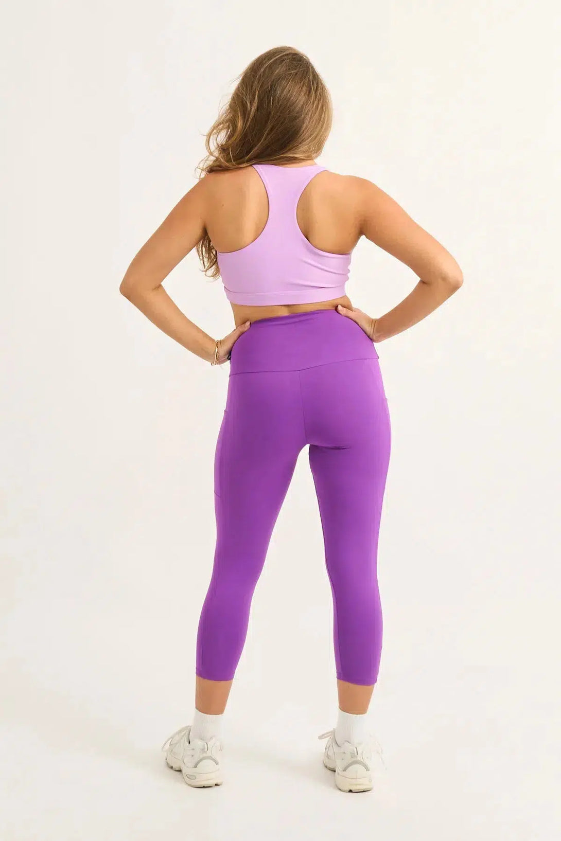 Purple Body Contouring - Panel Pocket High Waisted Capri Leggings-Activewear-Exoticathletica