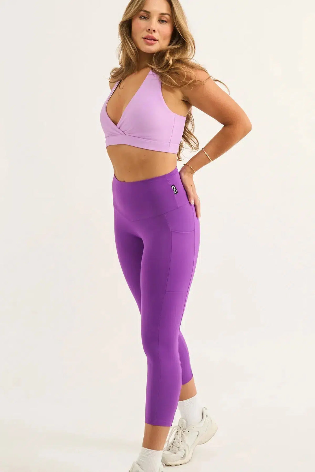 Purple Body Contouring - Panel Pocket High Waisted Capri Leggings-Activewear-Exoticathletica