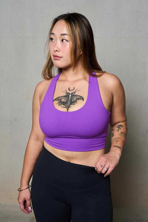 Purple Body Contouring - T Back Comfort Crop Top-Activewear-Exoticathletica