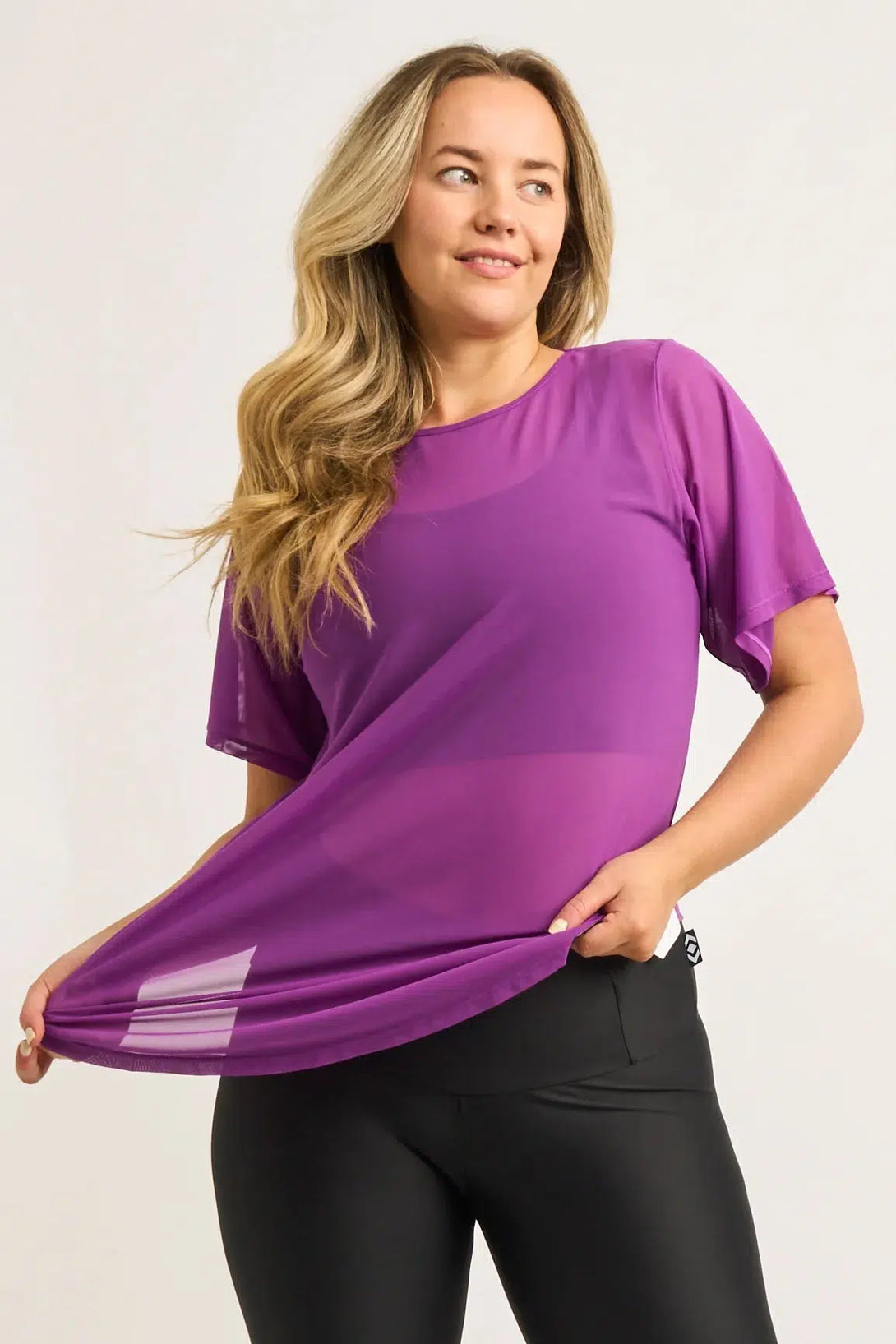 Purple Net - Plain Boyfriend Tee-Activewear-Exoticathletica