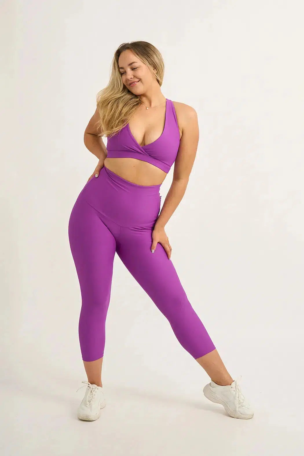 Purple Performance - Extra High Waisted Capri Leggings-Activewear-Exoticathletica