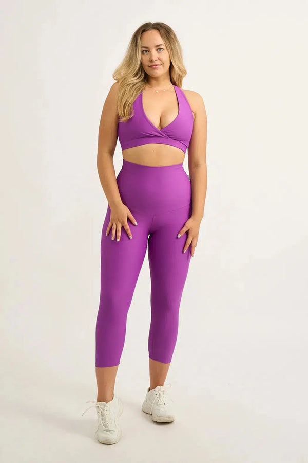 Purple Performance - Extra High Waisted Capri Leggings-Activewear-Exoticathletica