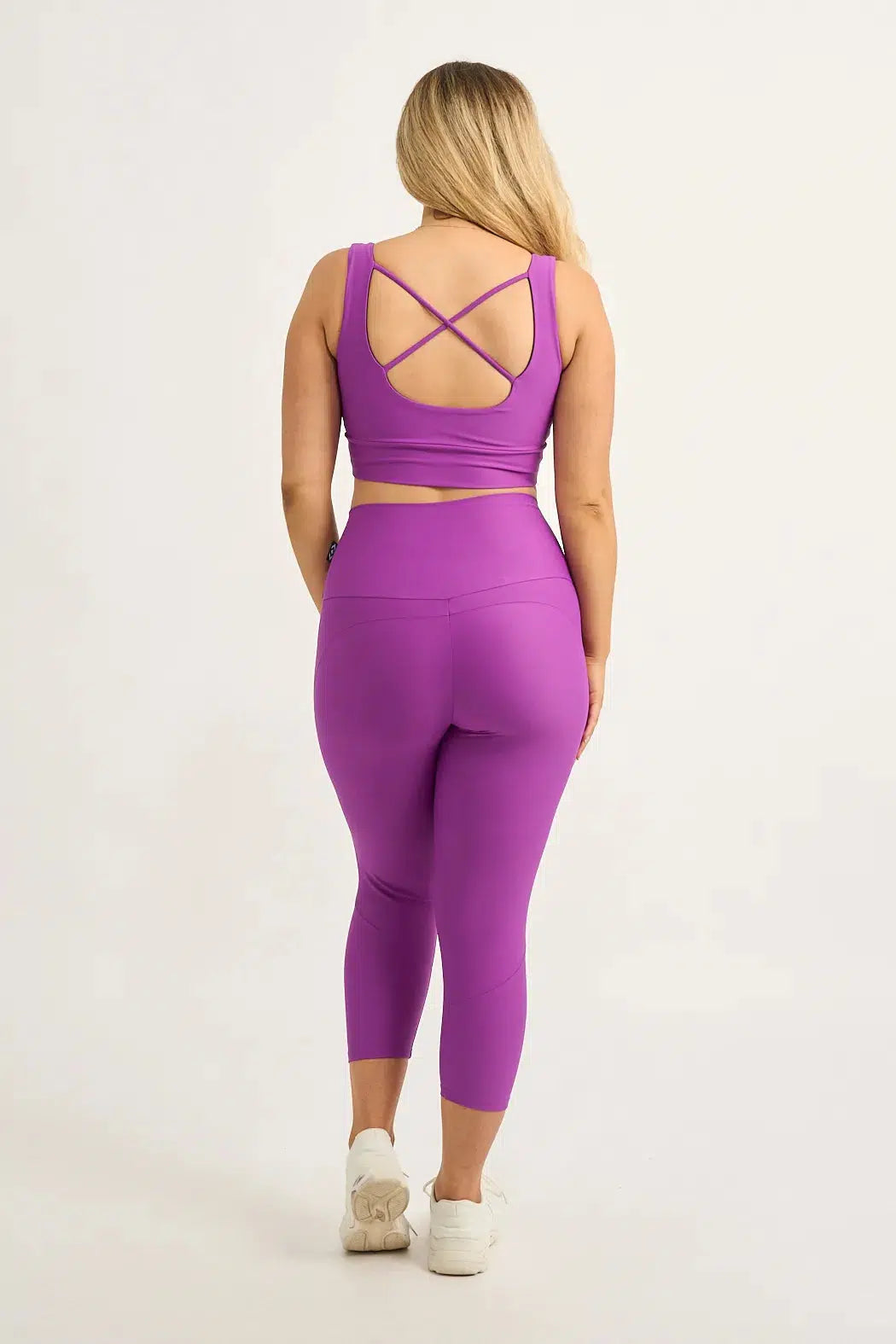 Purple Performance - Pocket Booty Shaper High Waisted Capri Leggings-Activewear-Exoticathletica