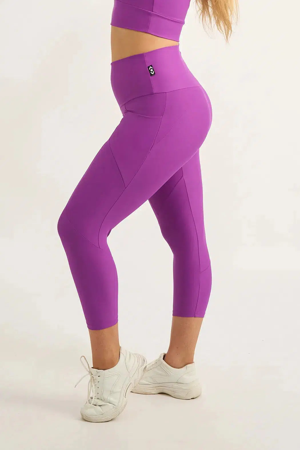 Purple Performance - Pocket Booty Shaper High Waisted Capri Leggings-Activewear-Exoticathletica