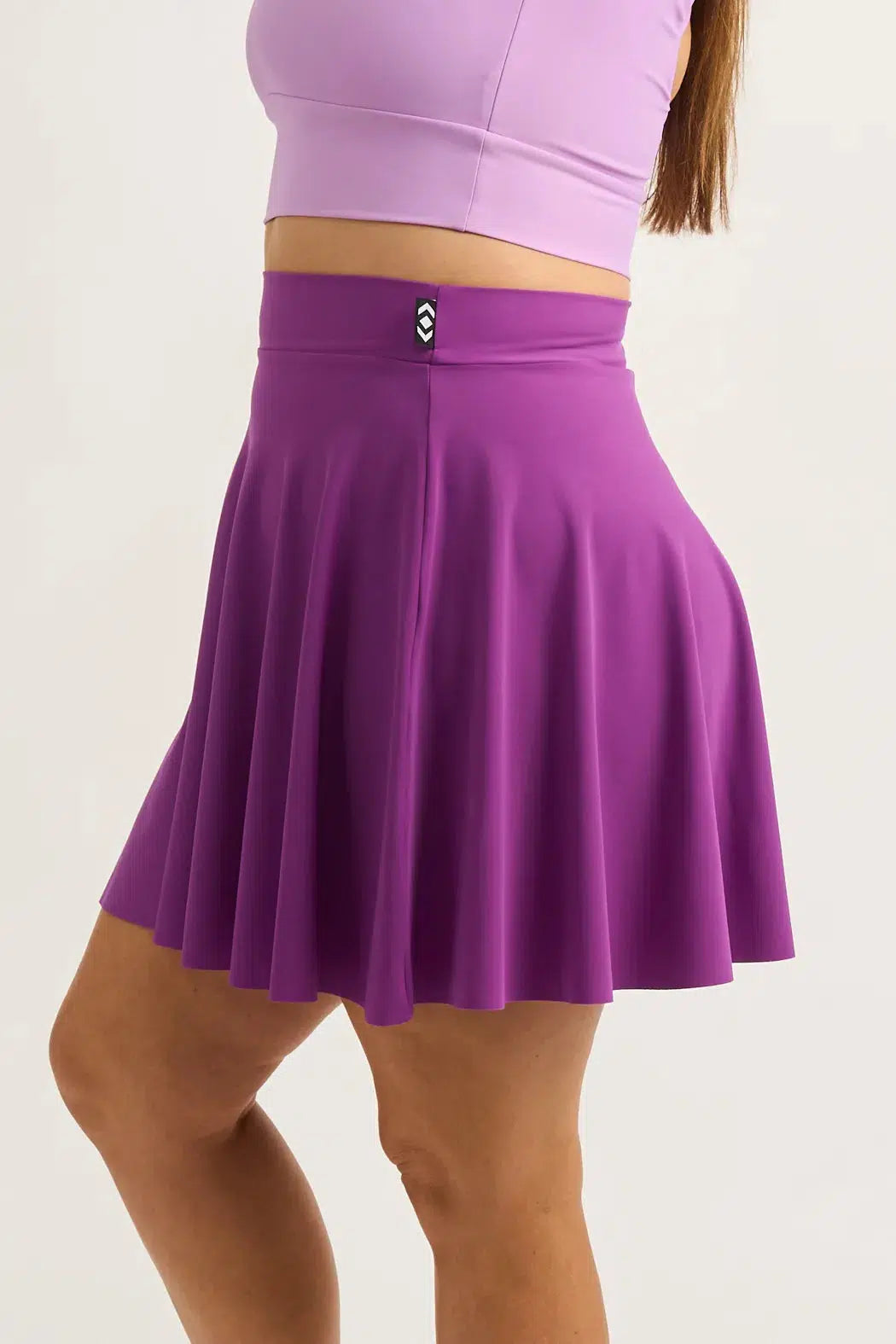 Purple Silky - Narrow Waisted Mini Skater Skirt-Activewear-Exoticathletica