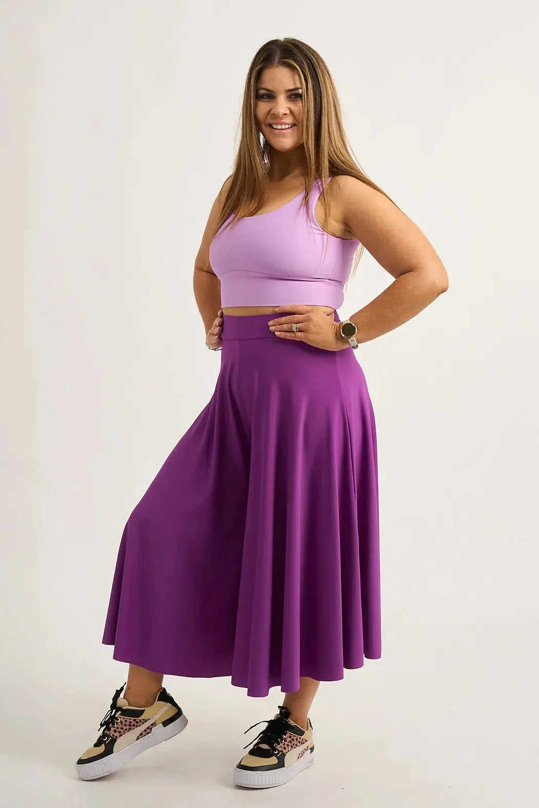 Purple Silky - Palazzo Culotte-Activewear-Exoticathletica