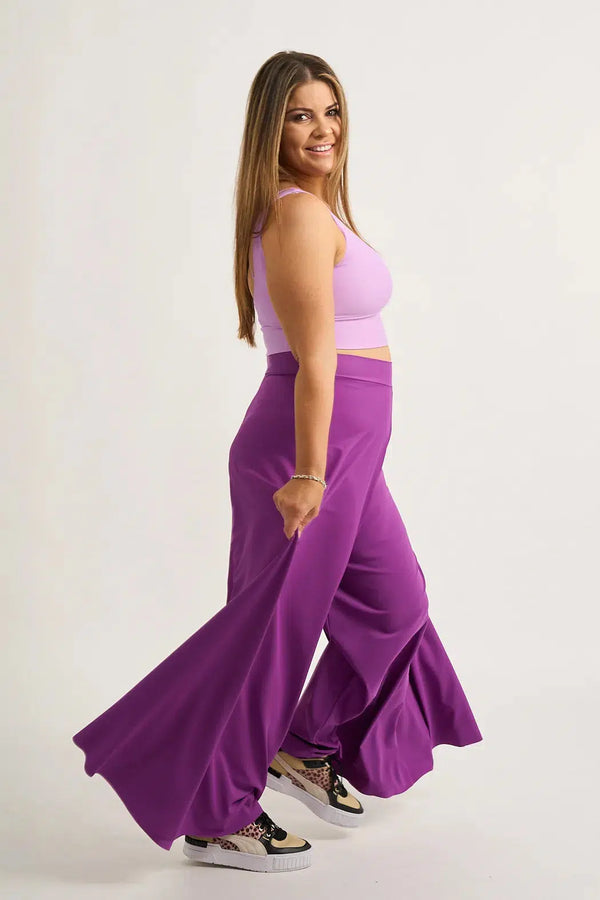 Purple Silky - Palazzo Pant-Activewear-Exoticathletica