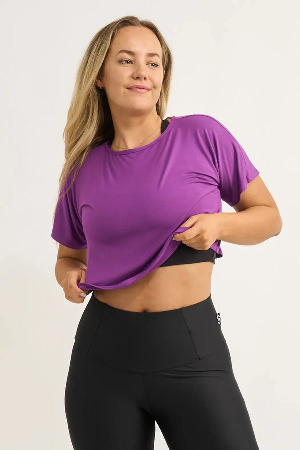 Purple Slinky To Touch - Cropped Tee-Activewear-Exoticathletica