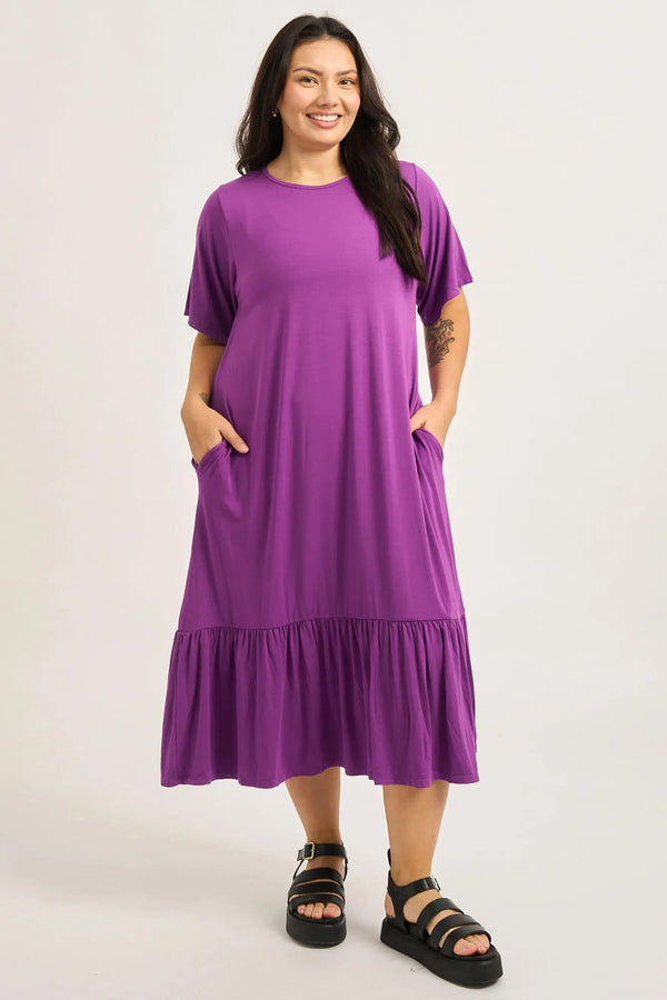 Purple Slinky To Touch - Lazy Girl Ruffle Dress-Activewear-Exoticathletica