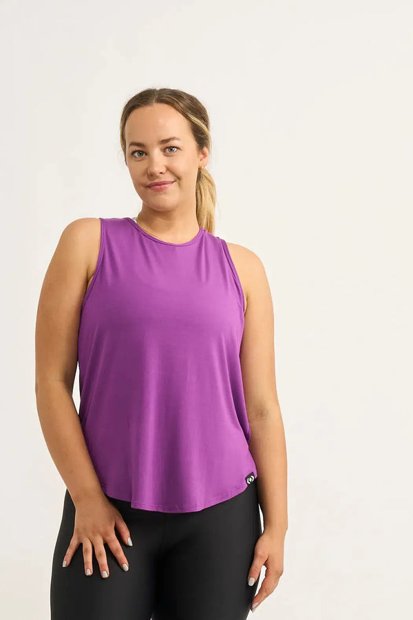 Purple Slinky To Touch - Muscle Back Tank-Activewear-Exoticathletica