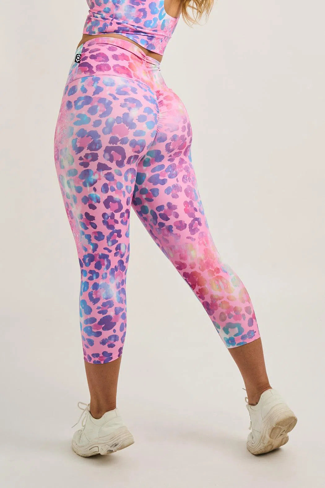 Rainbow Jag Performance - Double Booty Scrunch High Waisted Capri Leggings-Activewear-Exoticathletica