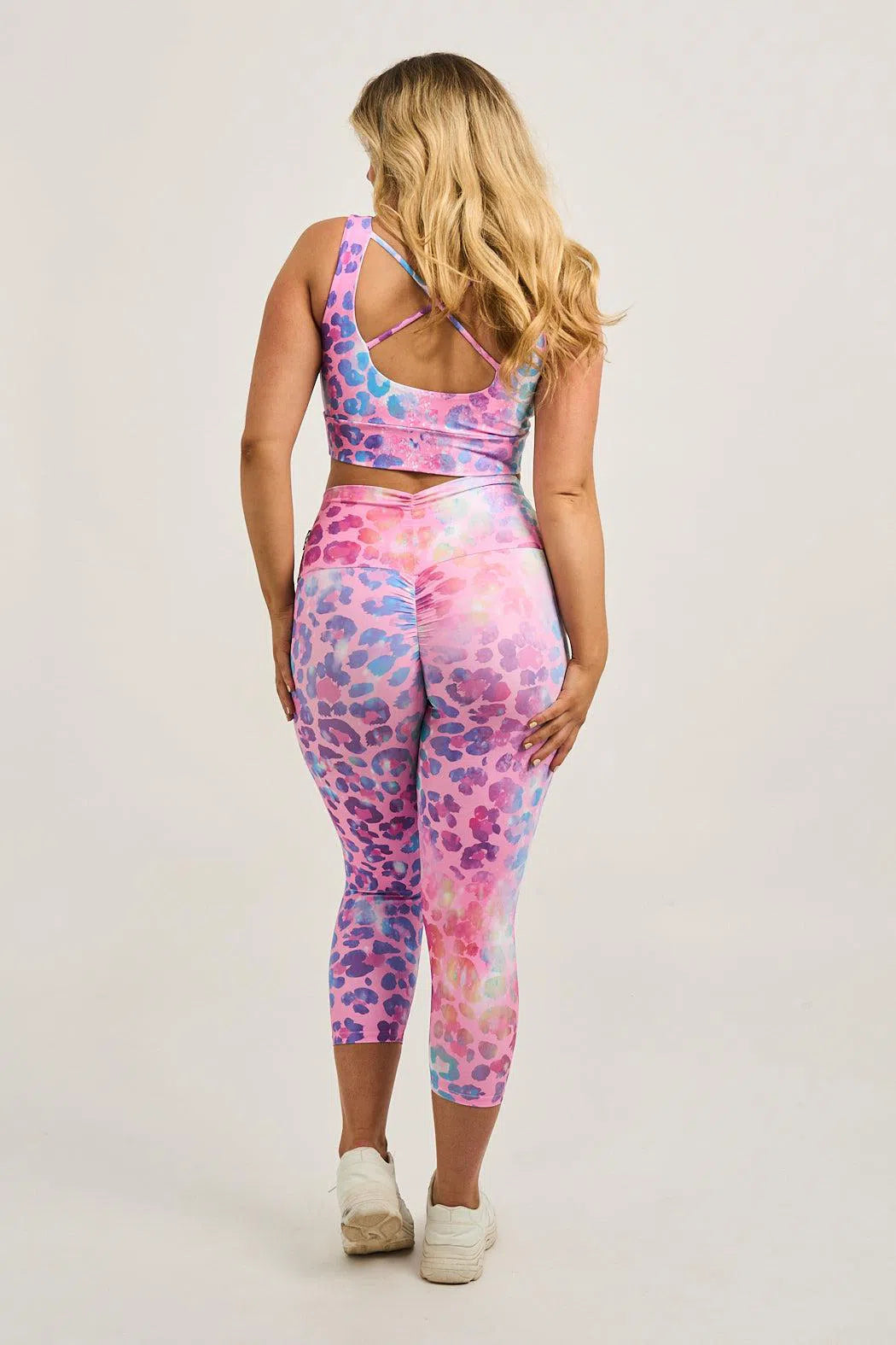 Rainbow Jag Performance - Double Booty Scrunch High Waisted Capri Leggings-Activewear-Exoticathletica