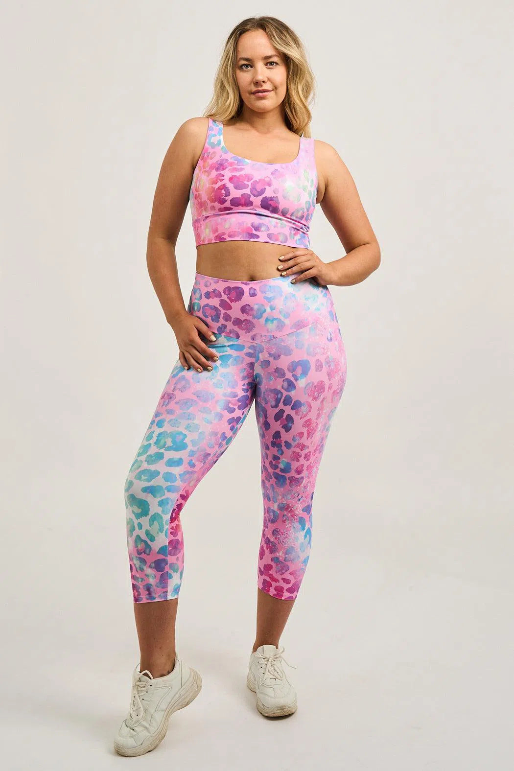 Rainbow Jag Performance - Double Booty Scrunch High Waisted Capri Leggings-Activewear-Exoticathletica