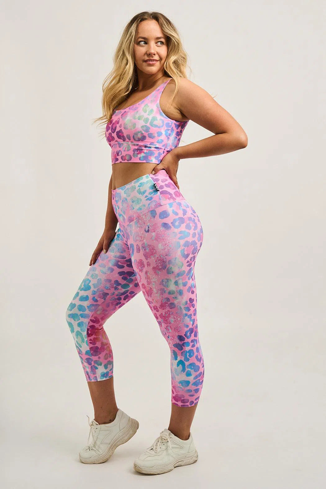 Rainbow Jag Performance - Double Booty Scrunch High Waisted Capri Leggings-Activewear-Exoticathletica