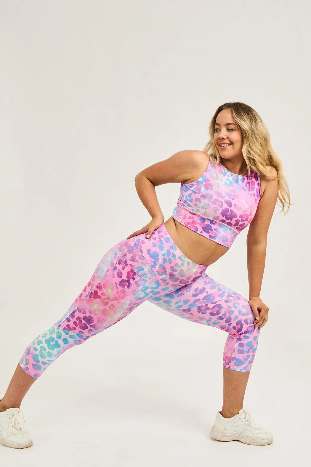 Rainbow Jag Performance - Pocket Booty Shaper High Waisted Capri Leggings-Activewear-Exoticathletica