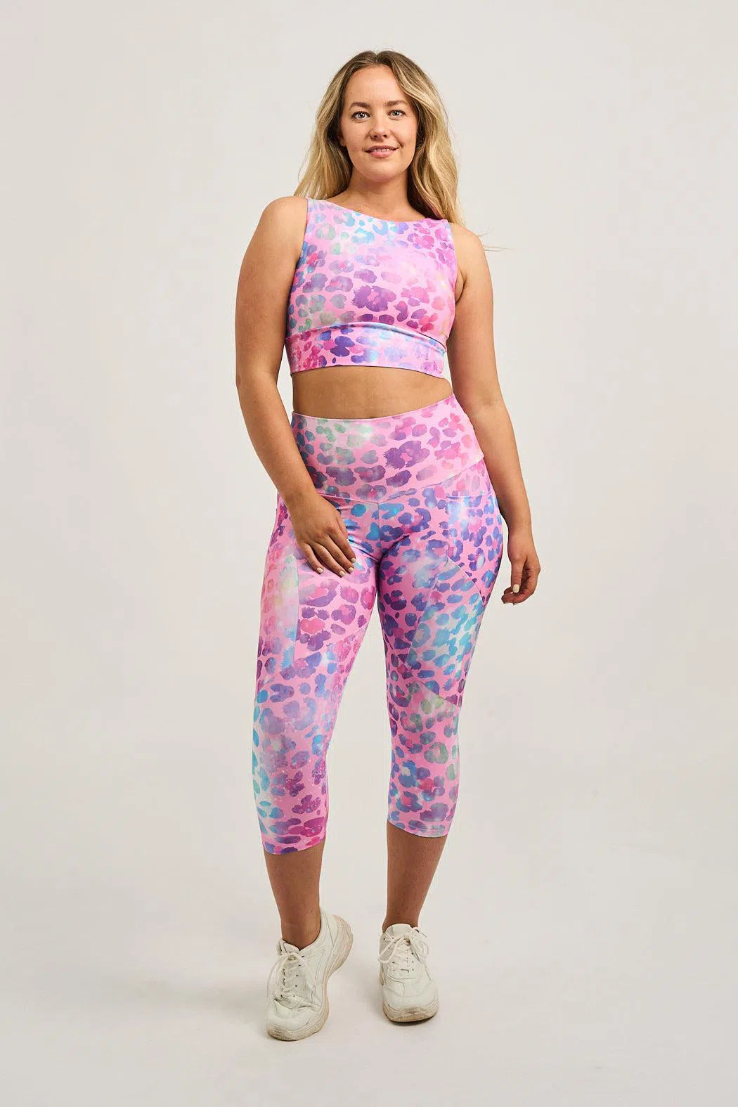 Rainbow Jag Performance - Pocket Booty Shaper High Waisted Capri Leggings-Activewear-Exoticathletica