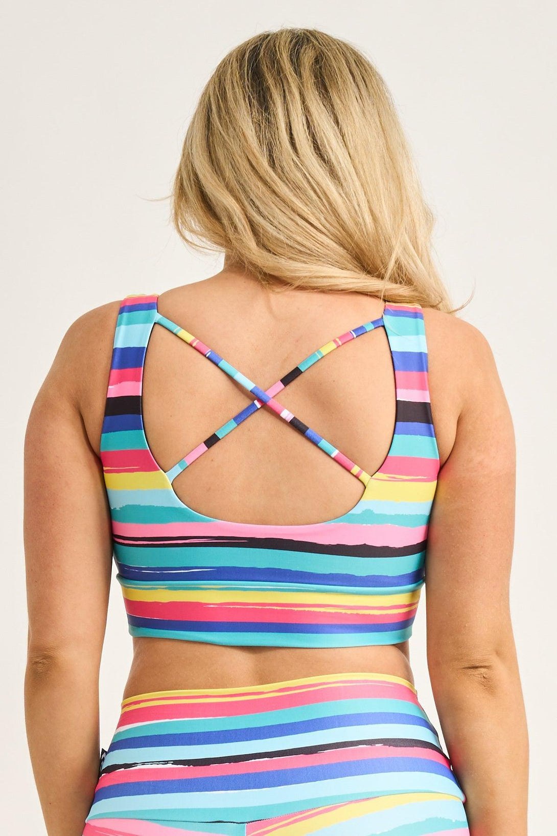 Rainbow Runway Performance - Scoop Neck Comfort Crop Top-Activewear-Exoticathletica