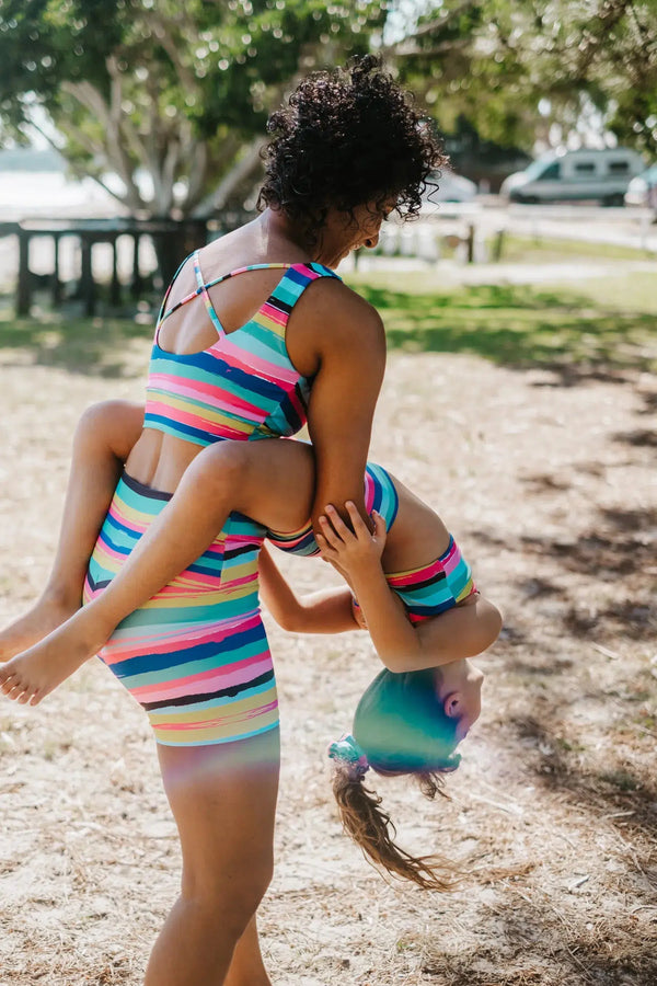 Rainbow Runway Performance - Scoop Neck Comfort Crop Top-Activewear-Exoticathletica