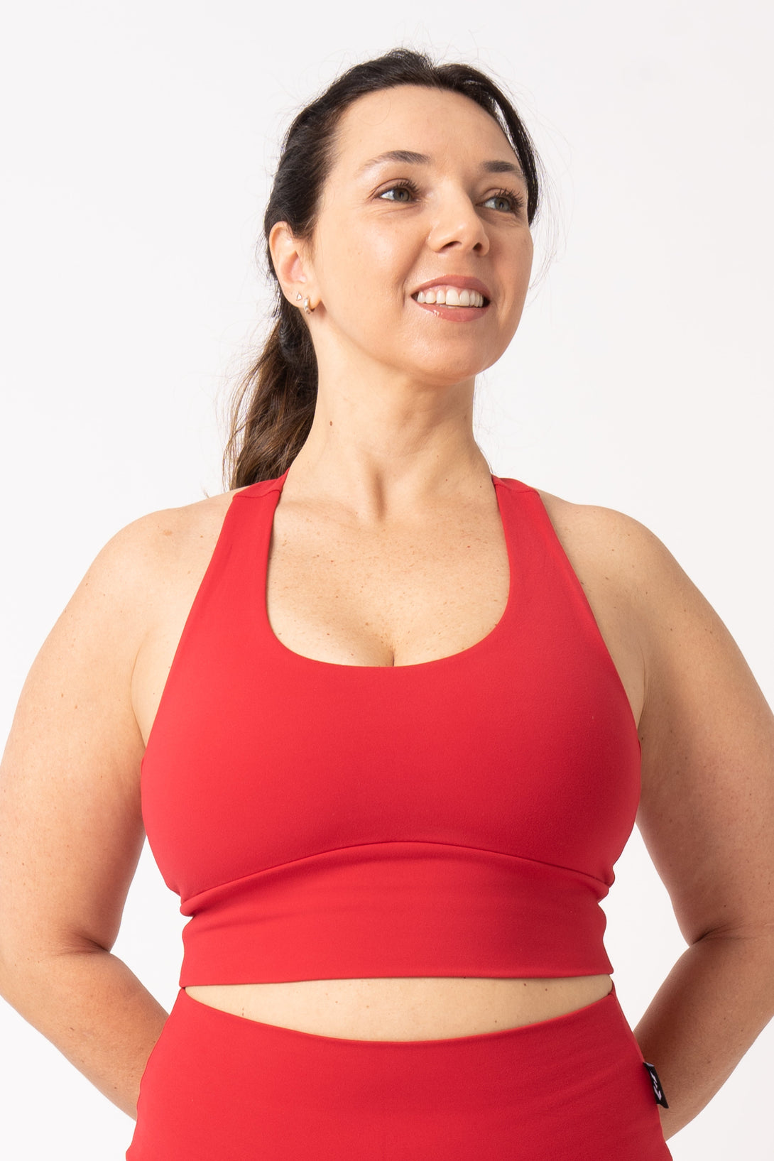 Red Body Contouring - T Back Comfort Crop Top-Activewear-Exoticathletica