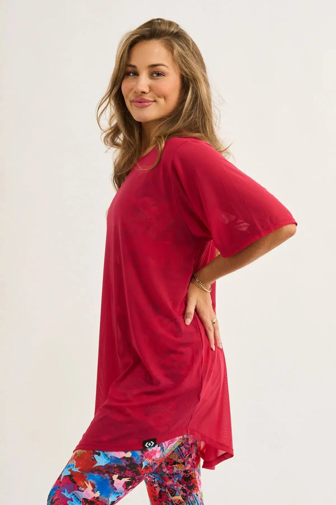 Red Net - Plain Boyfriend Tee-Activewear-Exoticathletica