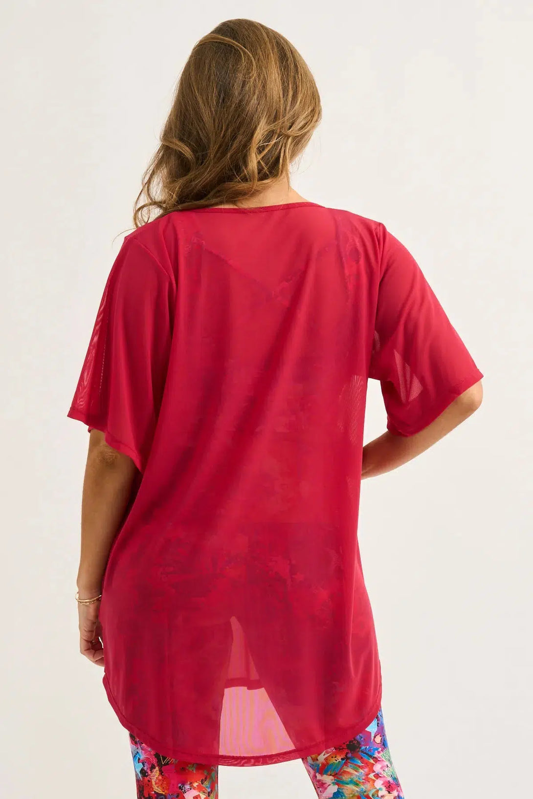 Red Net - Plain Boyfriend Tee-Activewear-Exoticathletica