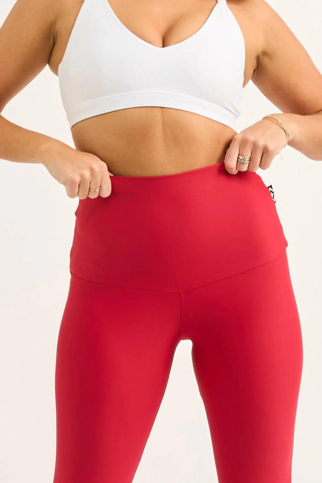 Red Performance - Extra High Waisted Capri Leggings-Activewear-Exoticathletica