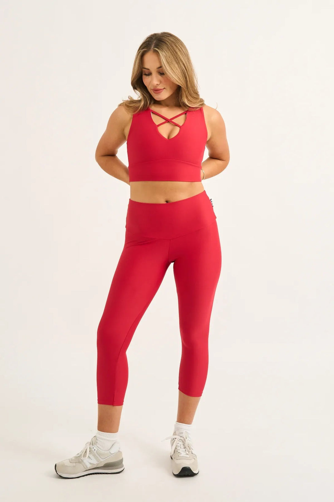 Red Performance - High Waisted Capri Leggings-Activewear-Exoticathletica