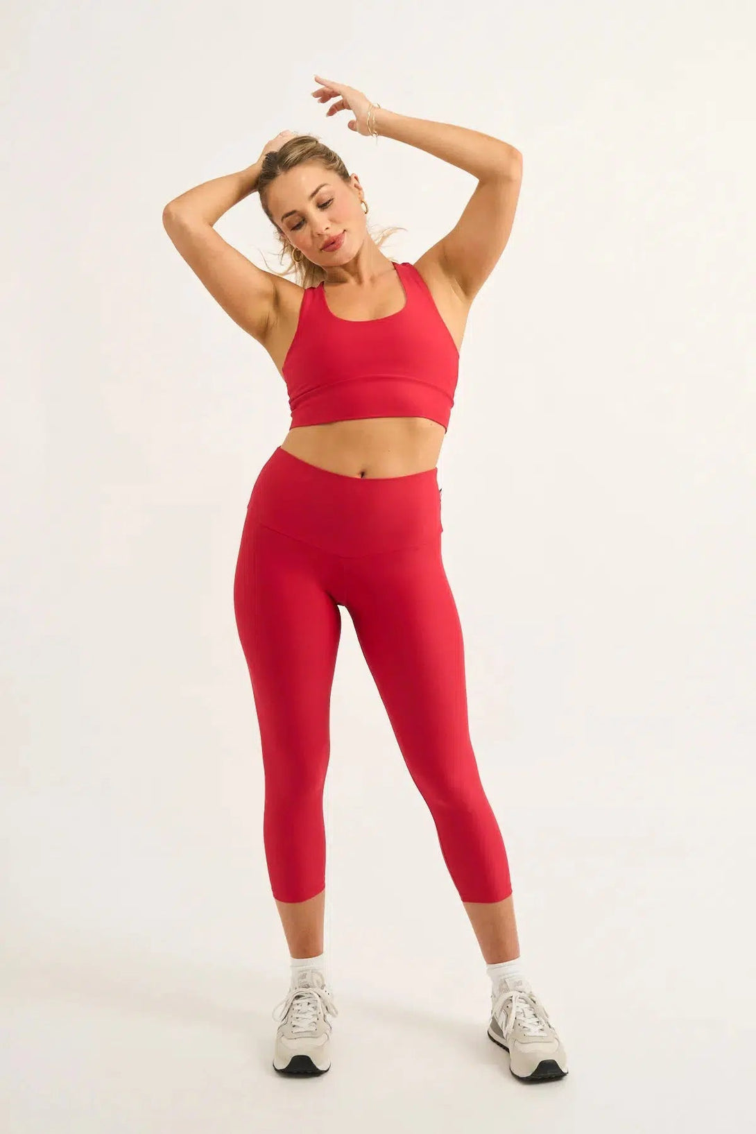 Red Performance - High Waisted Capri Leggings-Activewear-Exoticathletica