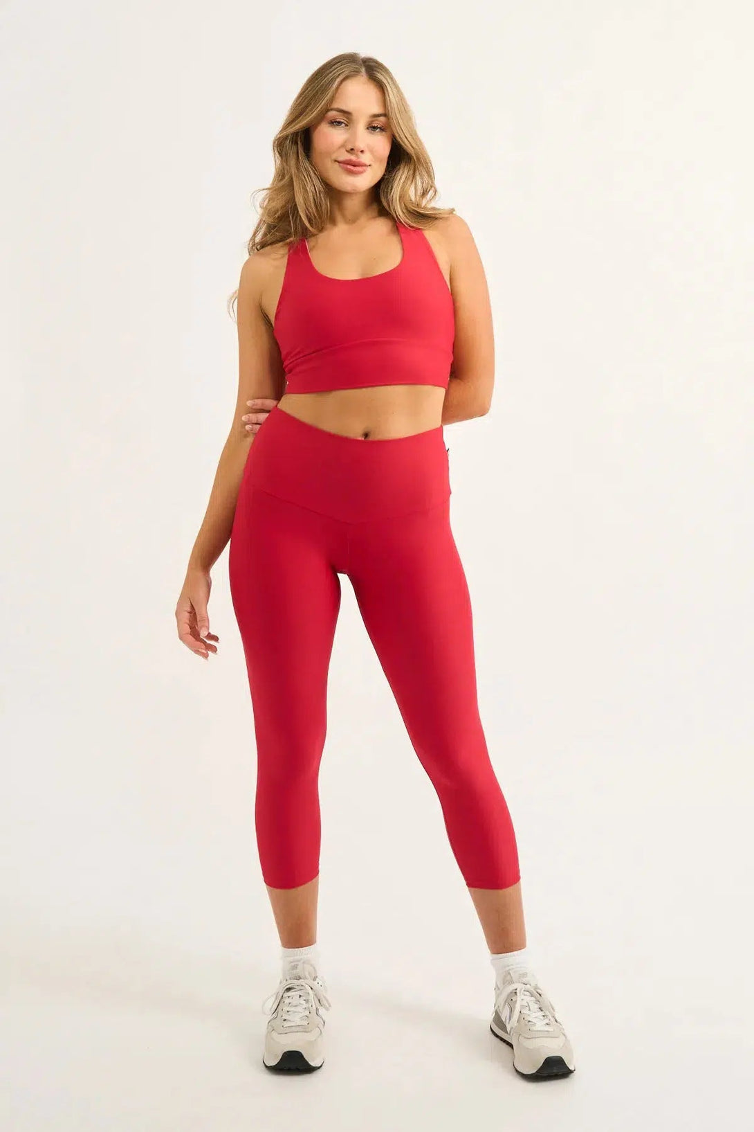 Red Performance - High Waisted Capri Leggings-Activewear-Exoticathletica