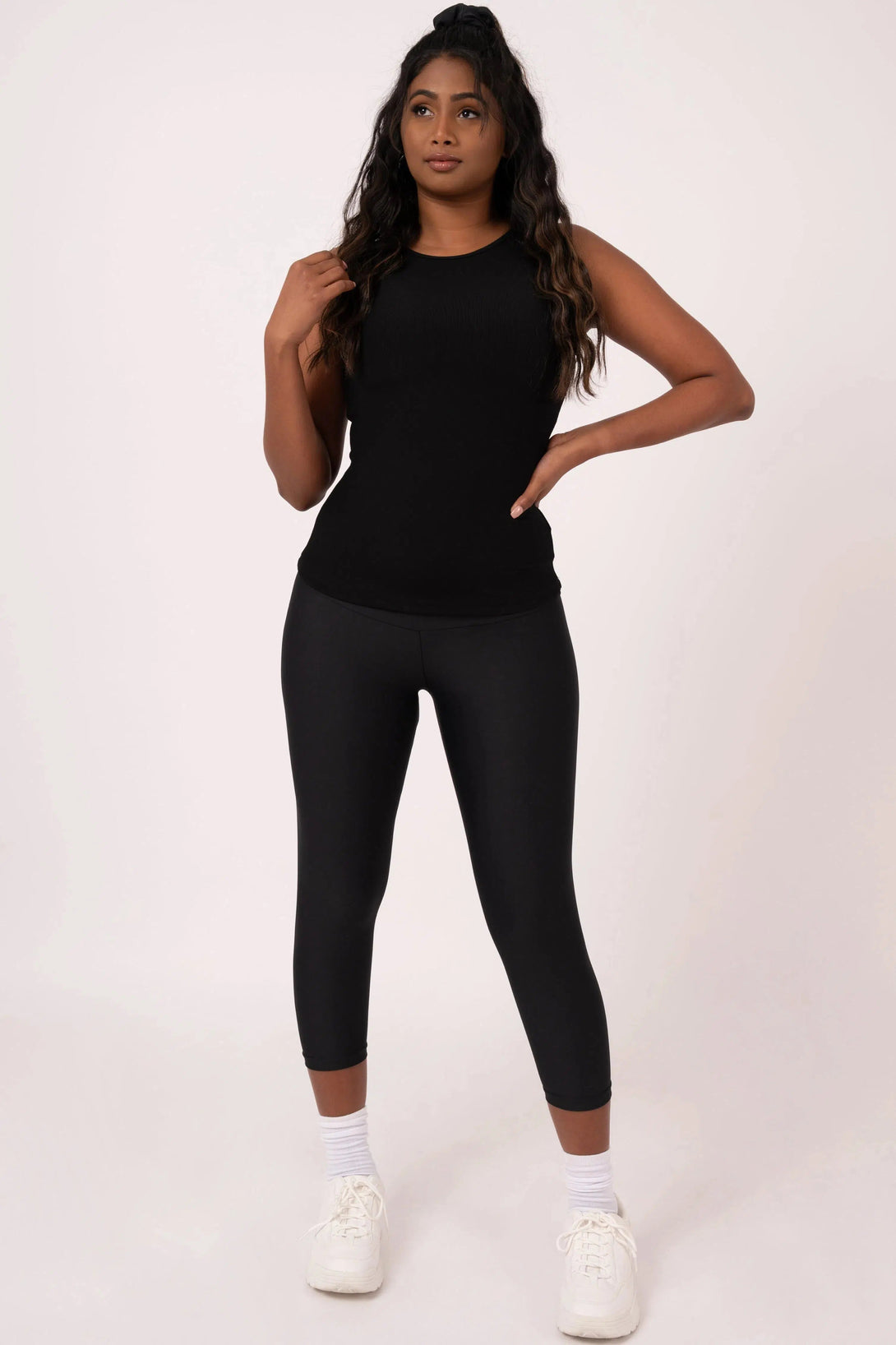 Rib Knit Fitted Tank - Black-Activewear-Exoticathletica