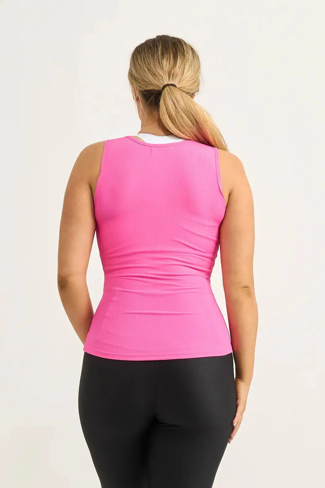 Rib Knit Fitted Tank - Candy Pink-Activewear-Exoticathletica