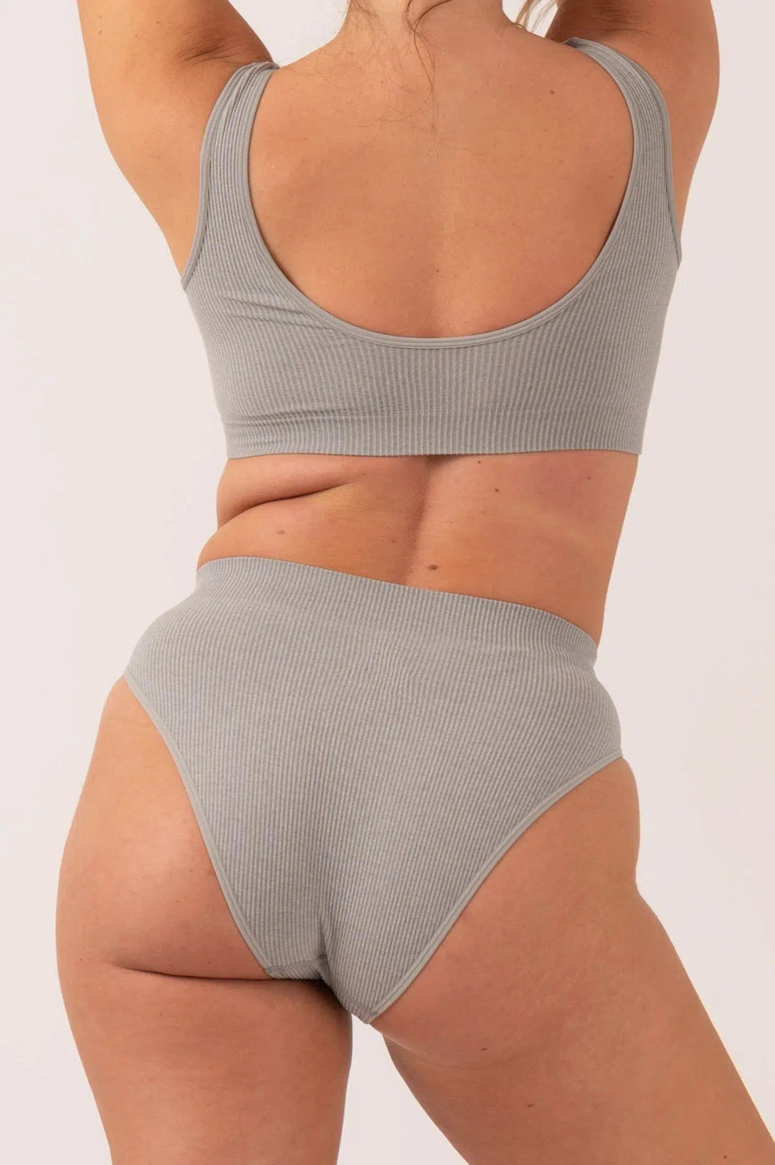 Rib Seam Free High Waist Bikini Briefs - Grey-Activewear-Exoticathletica