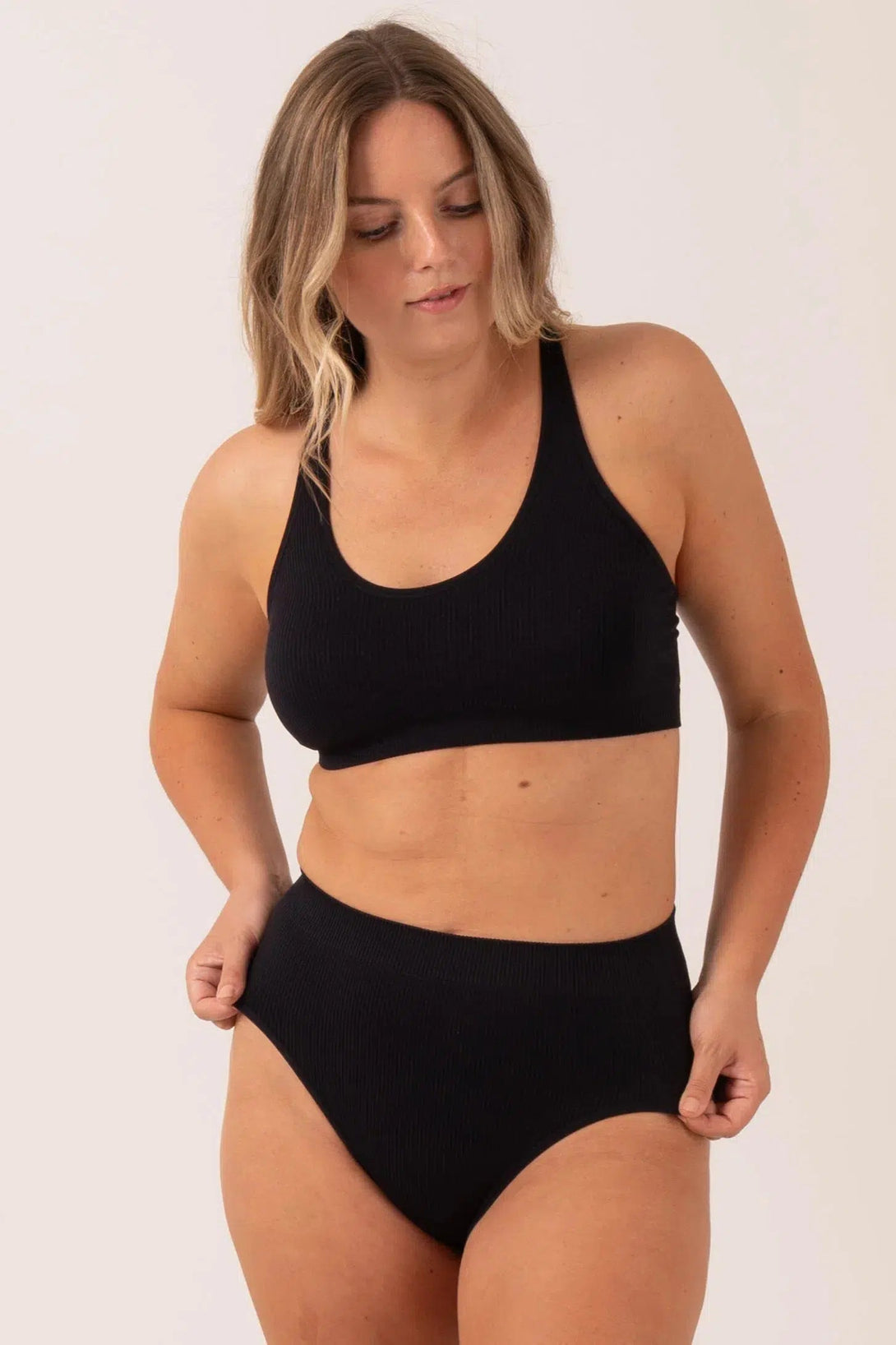 Rib Seam Free High Waist - Black-9358328299646-Activewear-Exoticathletica