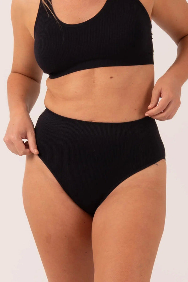 Rib Seam Free High Waist - Black-Activewear-Exoticathletica